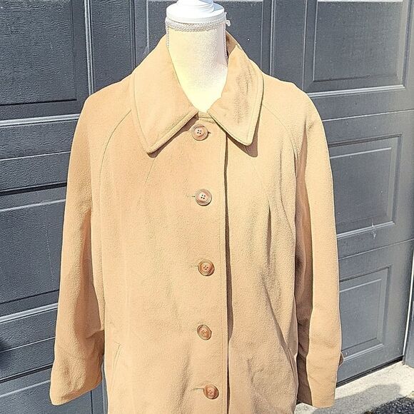 Vintage Kashmiracle Tan Coat Size L/XL Cahmere Like - Picture 2 of 13